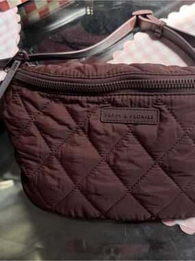 Poppy & Peonies Quilted Crossbody Bag - Brown